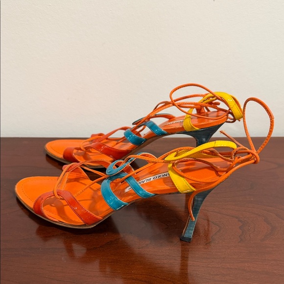 Manolo Blahnik Multicolor Strappy Heels - Picture 5 of 9